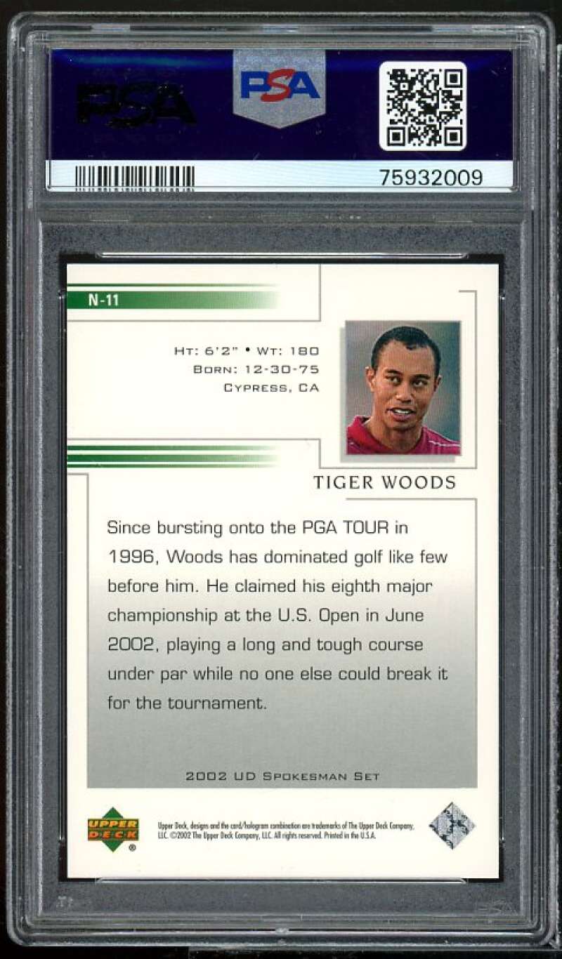 Tiger Woods Card 2002 UD Spokesman Set 23rd National Chicago #n-11 PSA 8 Image 2
