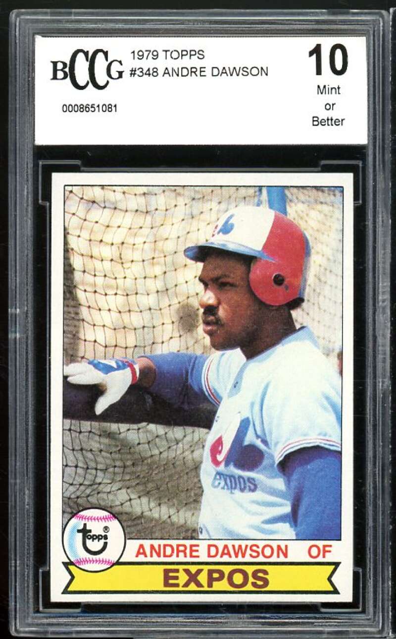 1979 Topps #348 Andre Dawson Card BGS BCCG 10 Mint+ Image 1