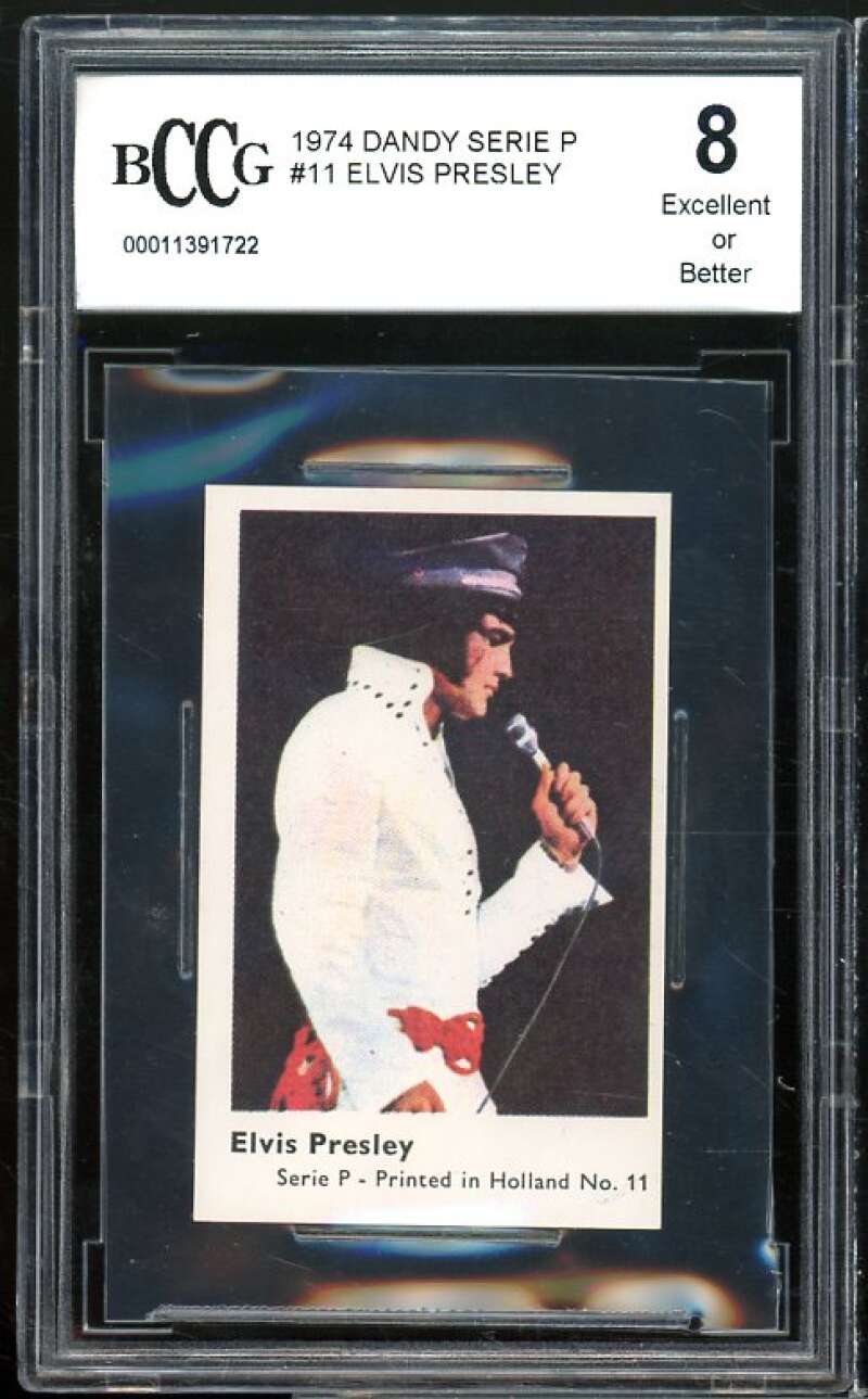 1974 Dandy Series P #11 Elvis Presley Card BGS BCCG 8 Excellent+ Image 1