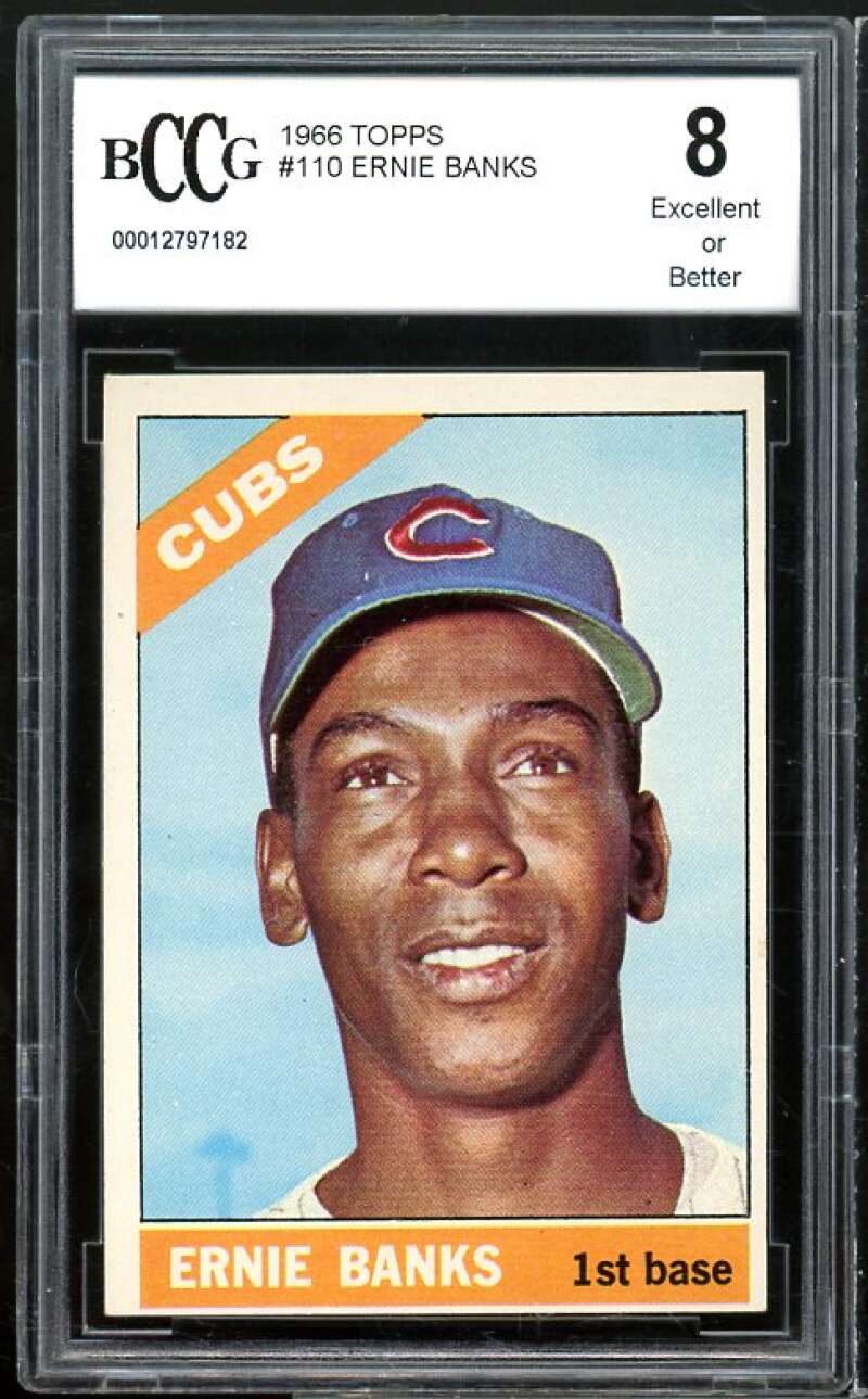 1966 Topps #110 Ernie Banks Card BGS BCCG 8 Excellent+ Image 1