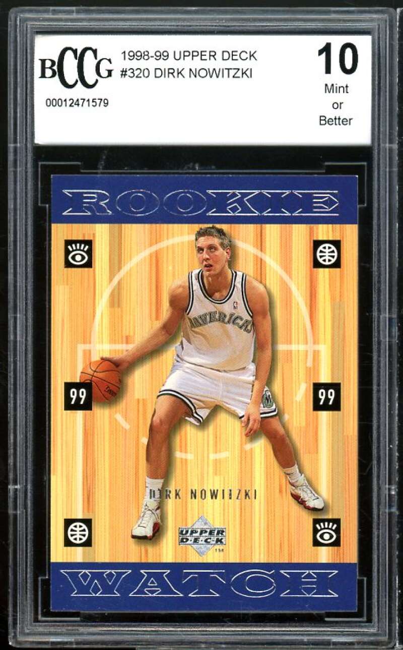1998-99 Upper Deck #320 Dirk Nowitzki Rookie Card BGS BCCG 10 Mint+ Image 1