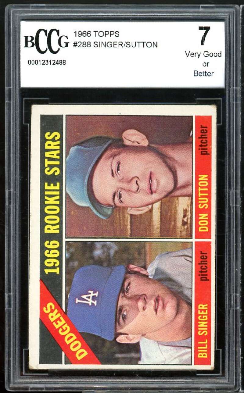 1966 Topps #288 Bill Singer / Don Sutton Rookie Card BGS BCCG 7 Very Good+ Image 1