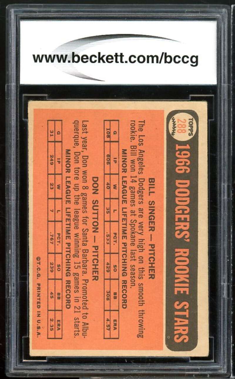 1966 Topps #288 Bill Singer / Don Sutton Rookie Card BGS BCCG 7 Very Good+ Image 2