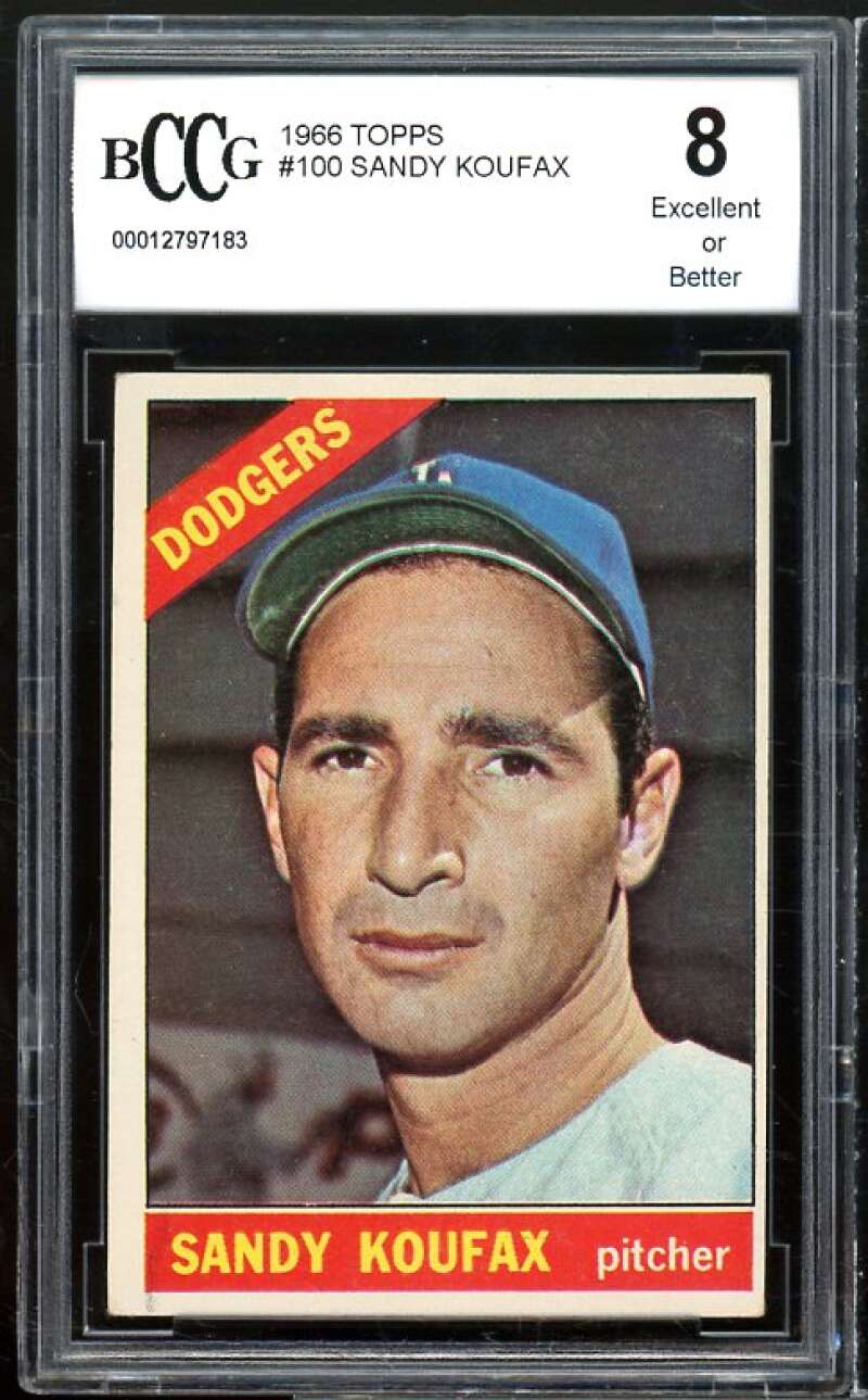 1966 Topps #100 Sandy Koufax Card BGS BCCG 8 Excellent+ Image 1