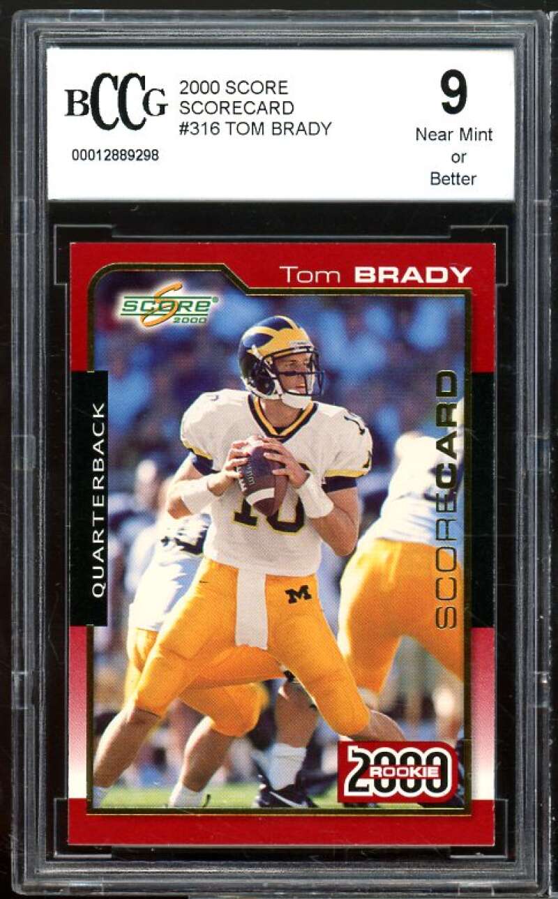 2000 Score Scorecard #316 Tom Brady Rookie Card BGS BCCG 9 Near Mint++ Image 1
