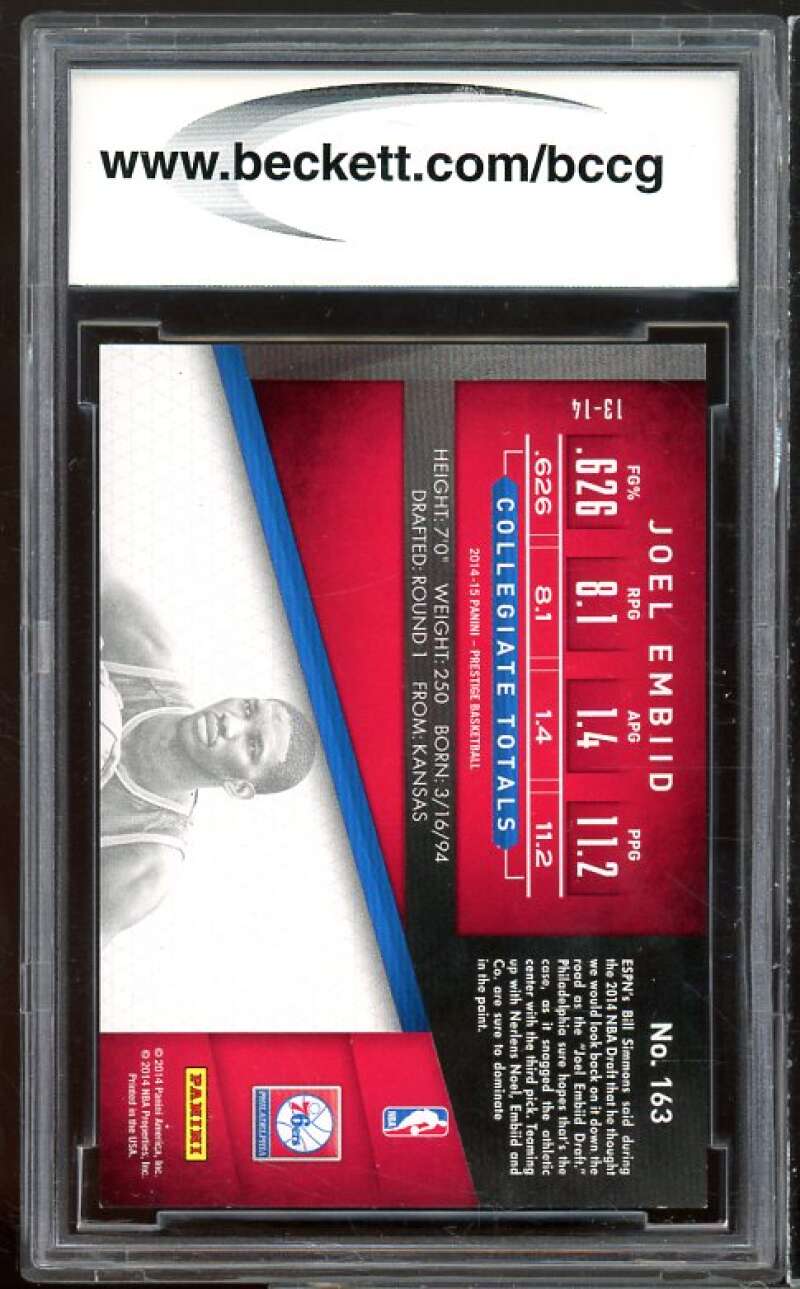 2014-15 Prestige Plus Bonus Shots Purple #163 Joel Embiid RC BGS BCCG 10 Mint+ Image 2