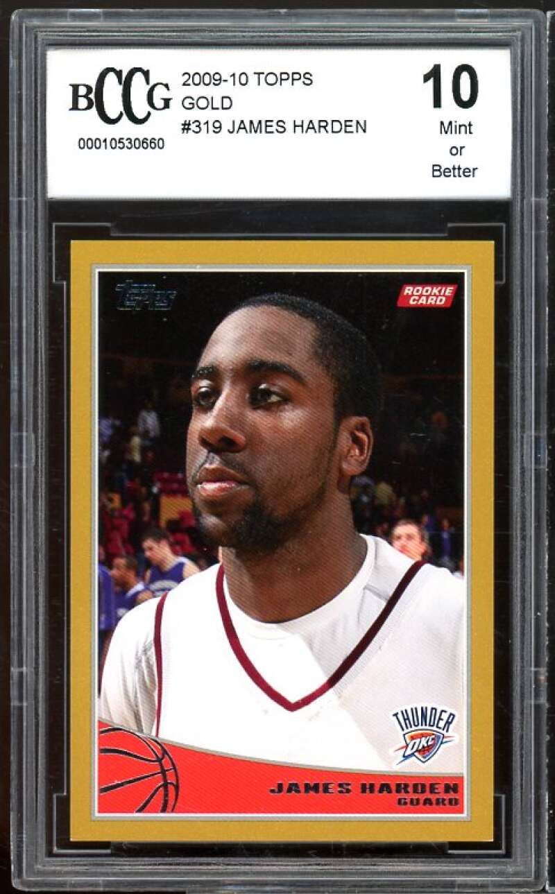 2009-10 Topps Gold #319 James Harden Rookie Card BGS BCCG 10 Mint+ Image 1