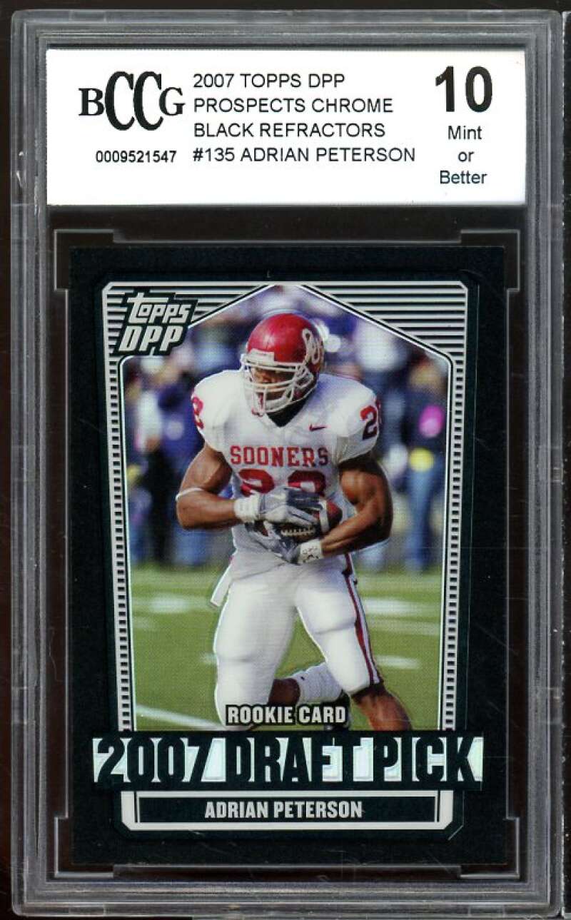 2007 Topps Prospects Chrome Black Ref #135 Adrian Peterson RC BGS BCCG 10 Mint+ Image 1