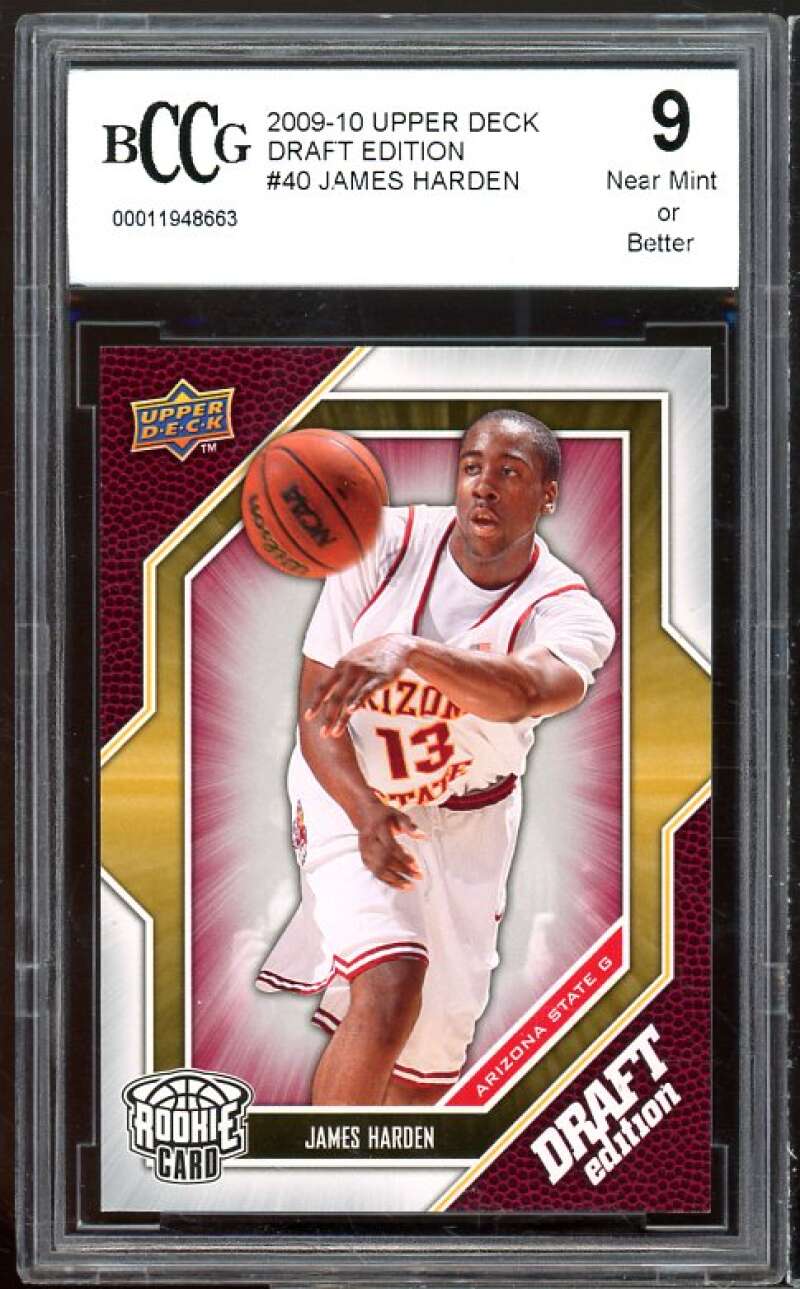 2009-10 Upper Deck Draft Edition #40 James Harden Rookie BGS BCCG 9 Near Mint+ Image 1
