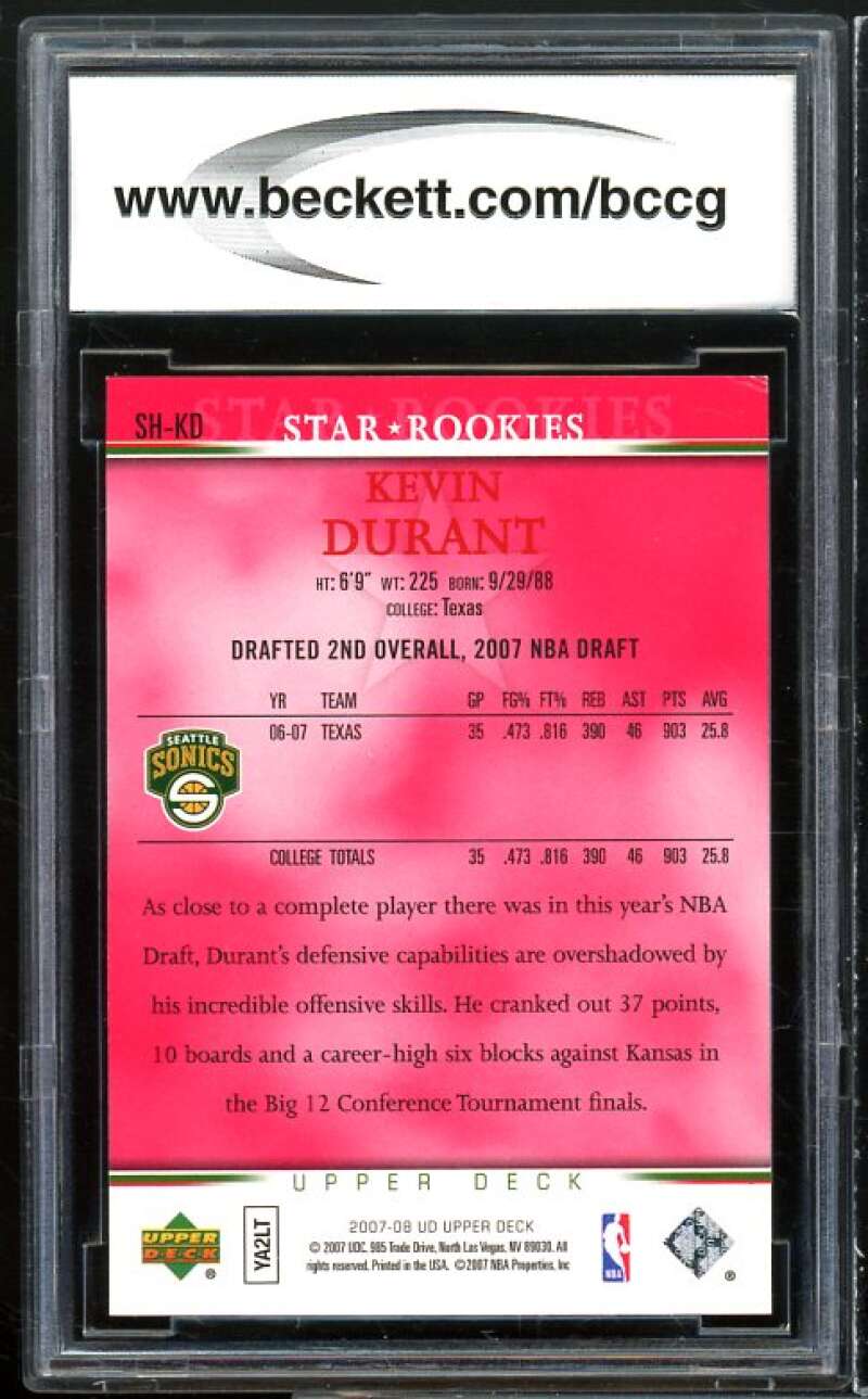 2007-08 Upper Deck Santa Hat #kd Kevin Durant Rookie Card BGS BCCG 8 Excellent+ Image 2