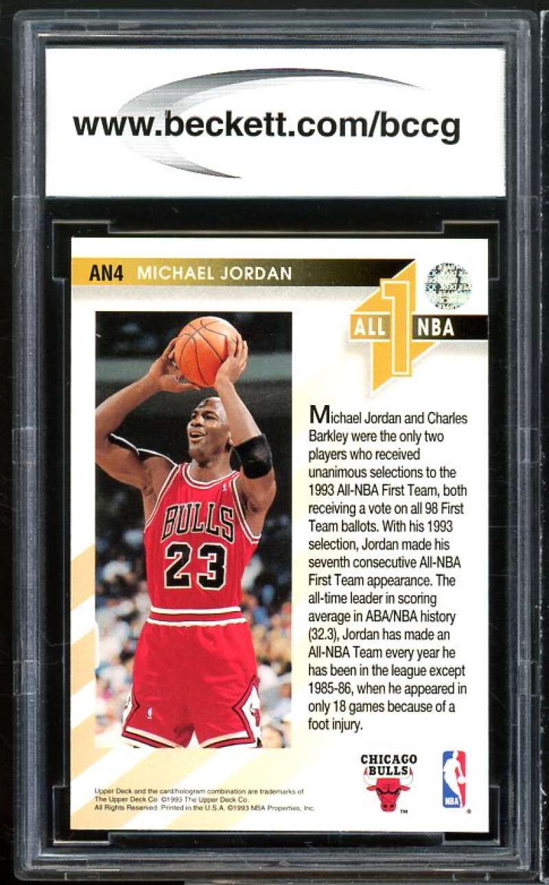 1993-04 Upper Deck All-NBA #an4 Michael Jordan Card BGS BCCG 10 Mint+ Image 2
