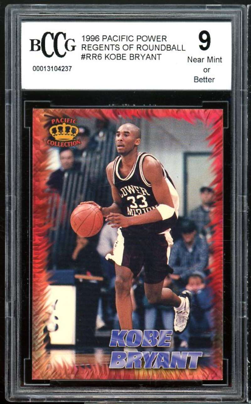 1996 Pacific Power Regents Of Roundball #rr6 Kobe Bryant Rookie BGS BCCG 9 NM+ Image 1