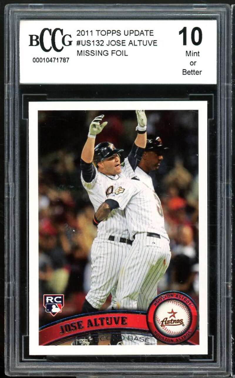 2011 Topps Update #us132 Jose Altuve Rookie (Missing Foil) BGS BCCG 10 Mint+ Image 1