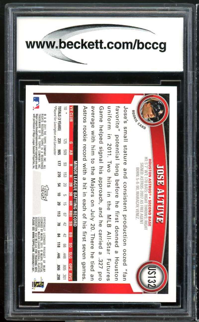 2011 Topps Update #us132 Jose Altuve Rookie (Missing Foil) BGS BCCG 10 Mint+ Image 2