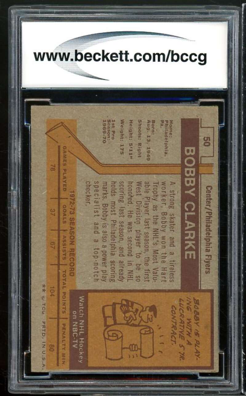 1973-74 Topps #50 Bobby Clarke Card BGS BCCG 8 Excellent+ Image 2