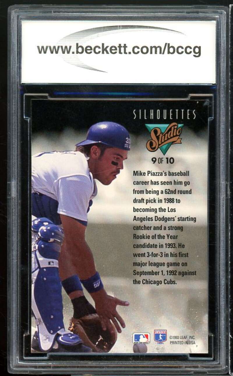 1993 Studio Silhouettes #9 Mike Piazza Rookie Card BGS BCCG 10 Mint+ Image 2