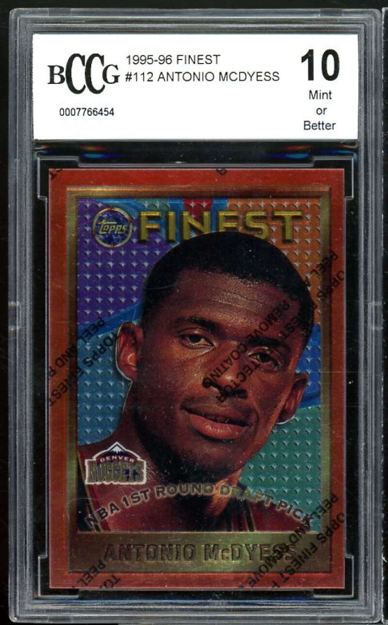 1995-96 Finest #112 Antonio Mcdyess w/Coating Rookie Card BGS BCCG 10 Mint+ Image 1