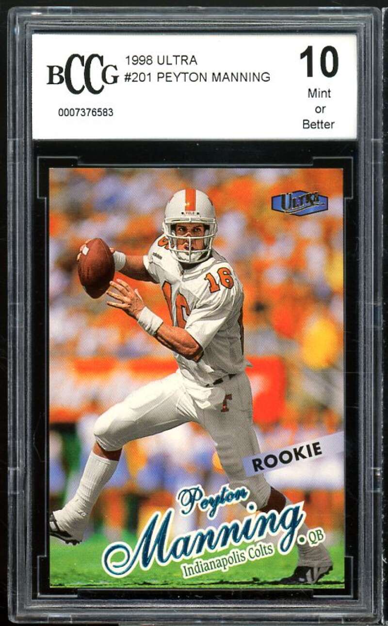 1998 Ultra #201 Peyton Manning Rookie Card BGS BCCG 10 Mint+ Image 1