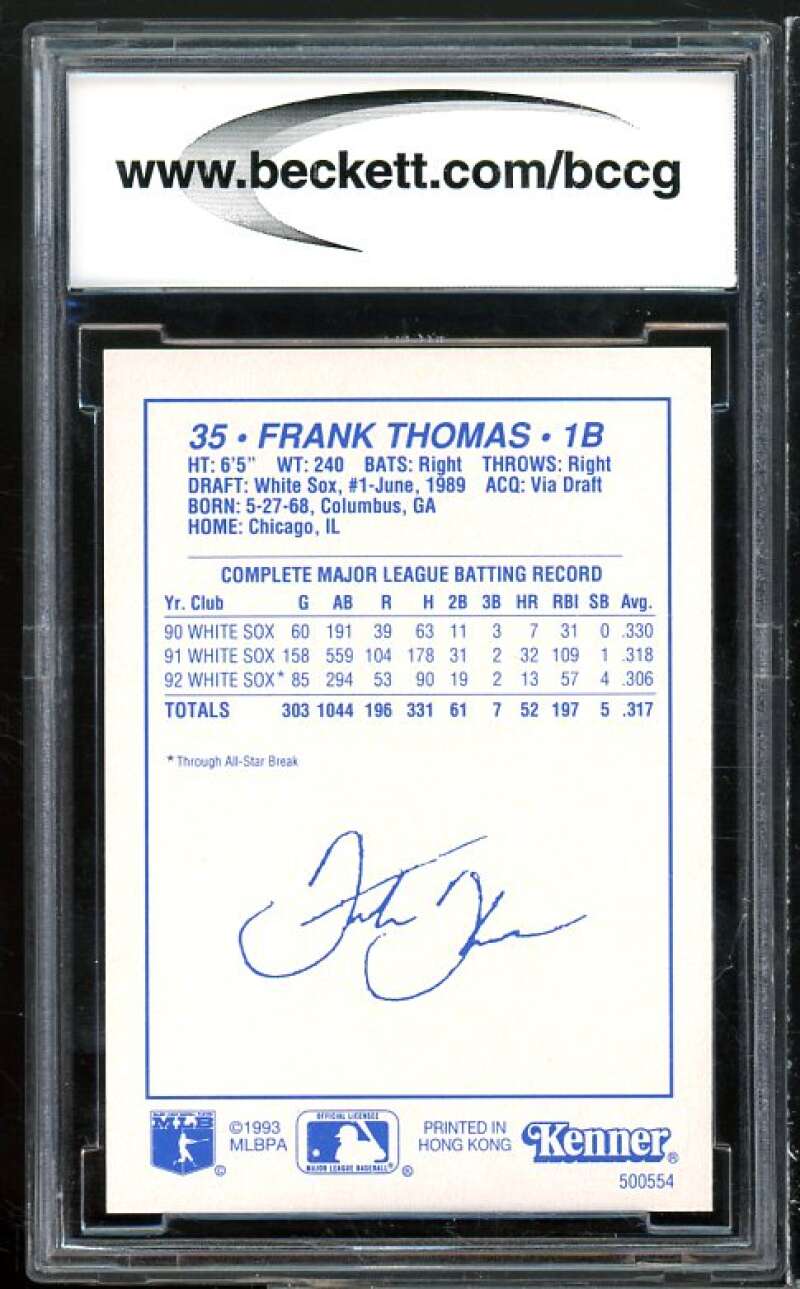 1993 Starting Lineup #36 Frank Thomas Card BGS BCCG 10 Mint+ Image 2