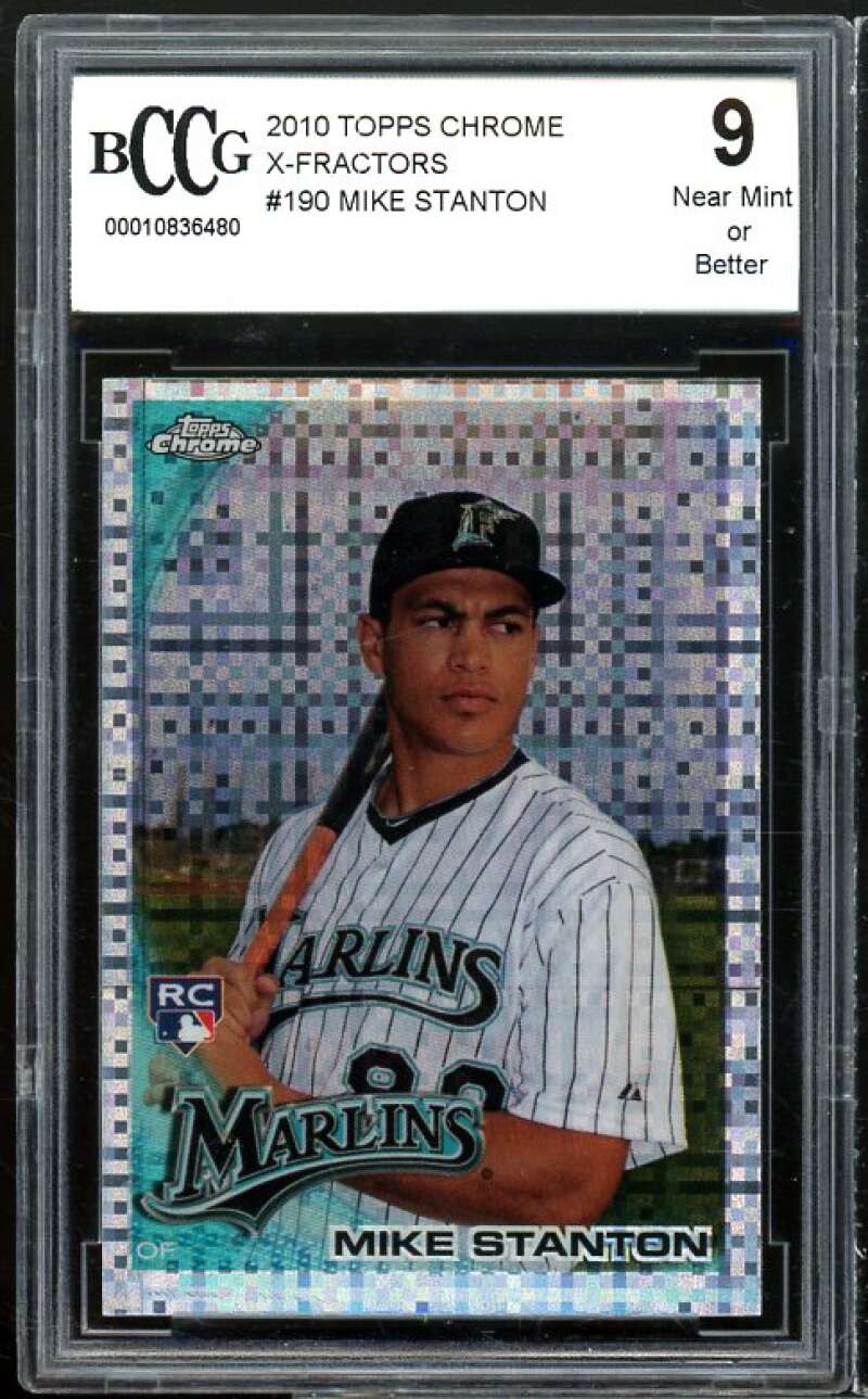2010 Topps Chrome X-Fractors #190 Mike Stanton Rookie Card BGS BCCG 9 Near Mint+ Image 1