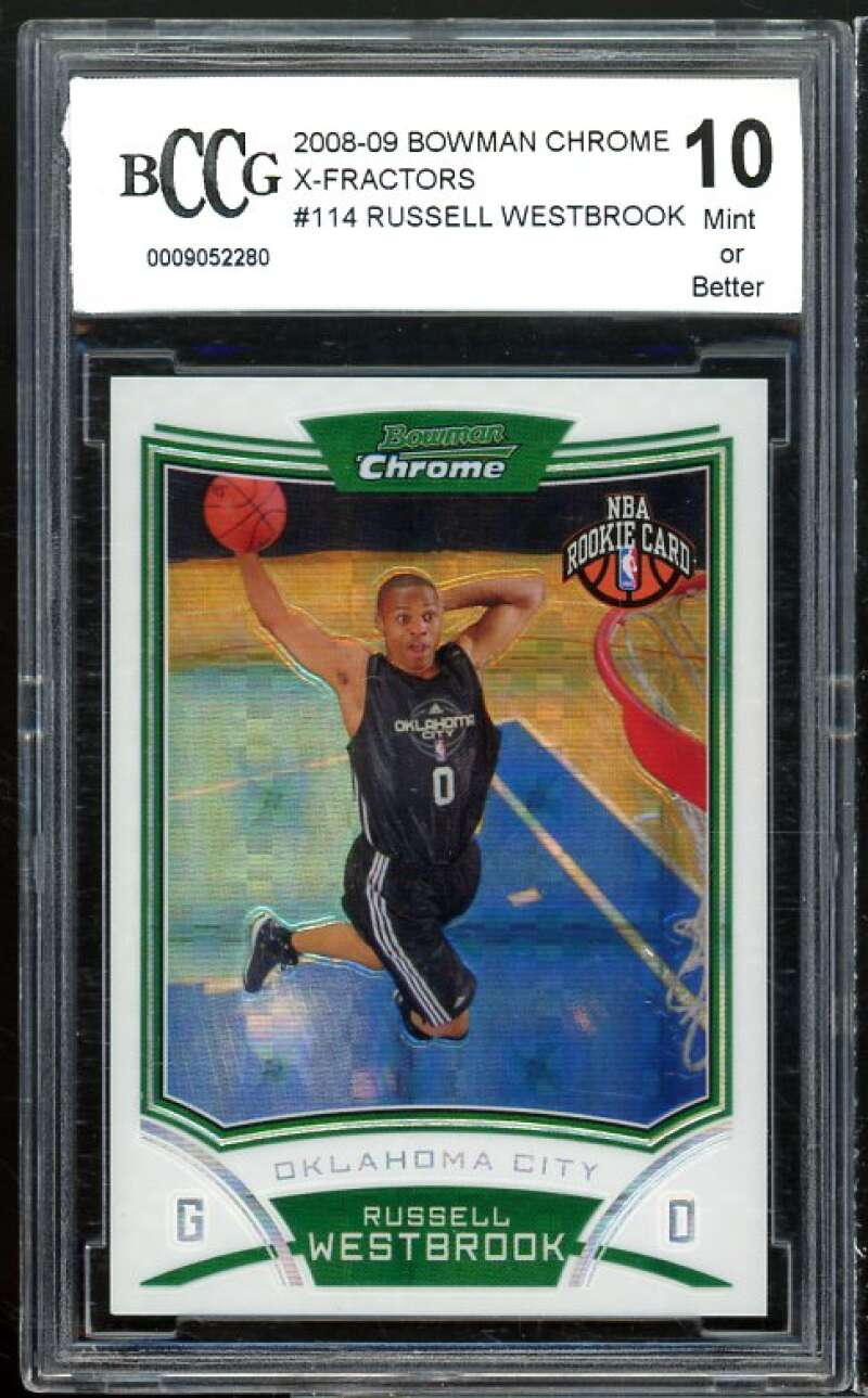 2008-09 Bowman Chrome X-Fractors #114 Russell Westbrook Rookie BGS BCCG 10 Mint+ Image 1