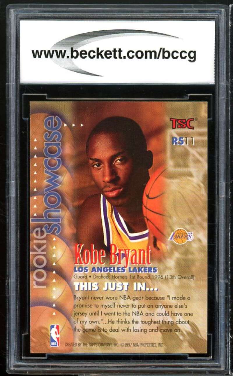 1996-97 Stadium Club Rookie Showcase #rs11 Kobe Bryant Rookie BGS BCCG 10 Mint+ Image 2
