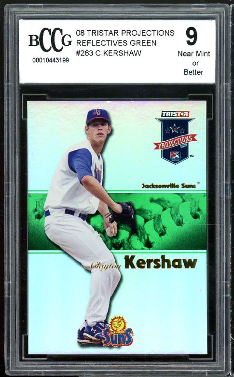 2008 Tristar Projections Green #263 Clayton Kershaw rookie (20/50) BGS BCCG 9 NM Image 1