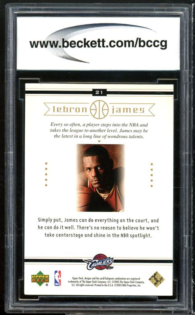 2003 Upper Deck Box Set #21 Lebron James Rookie Card BGS BCCG 9 Near Mint+ Image 2