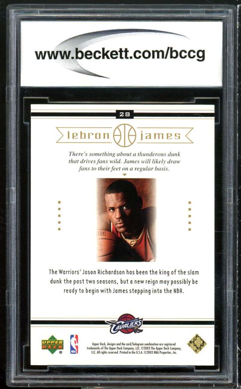 2003 Upper Deck Box Set #28 Lebron James Rookie Card BGS BCCG 9 Near Mint+ Image 2