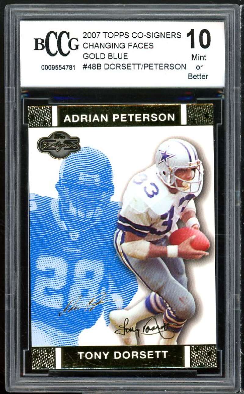 2007 Topps Co-Signers Gold Blue #48 Adrian Peterson Rookie BGS BCCG 10 Mint+ Image 1