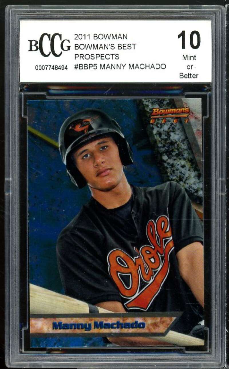 2011 Bowman Bowman's Best Prospects #bbp5 Manny Machado Rookie BGS BCCG 10 Mint+ Image 1