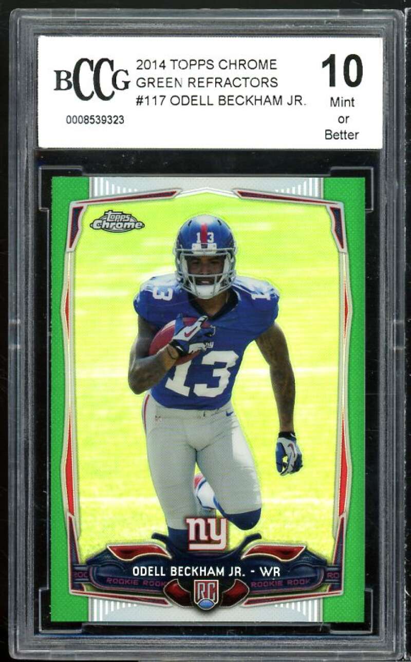 2014 Topps Chrome Green Refractors #117 Odell Beckham Rookie BGS BCCG 10 Mint+ Image 1