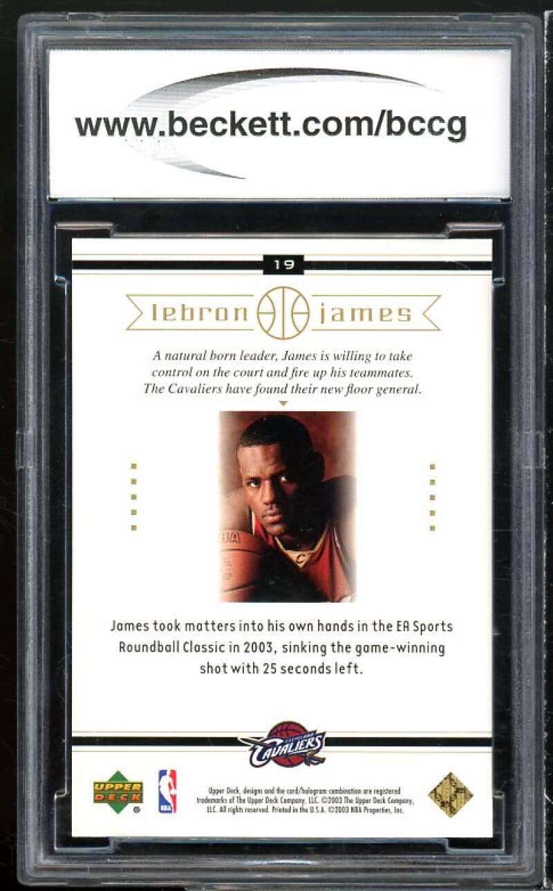2003 Upper Deck Box Set #19 Lebron James Rookie Card BGS BCCG 10 Mint+ Image 2