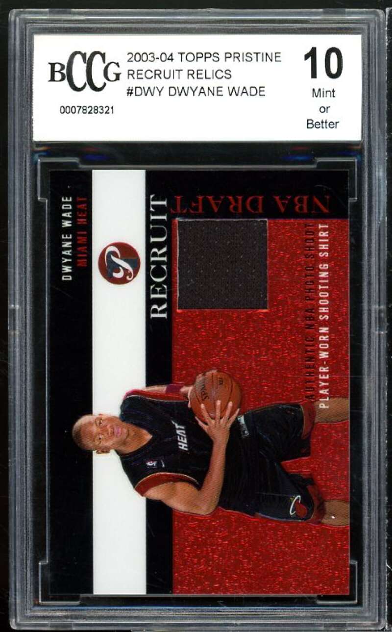 2003-04 Topps Pristine Recruit Relics #Dwy Dwyane Wade Rookie BGS BCCG 10 Mint+ Image 1