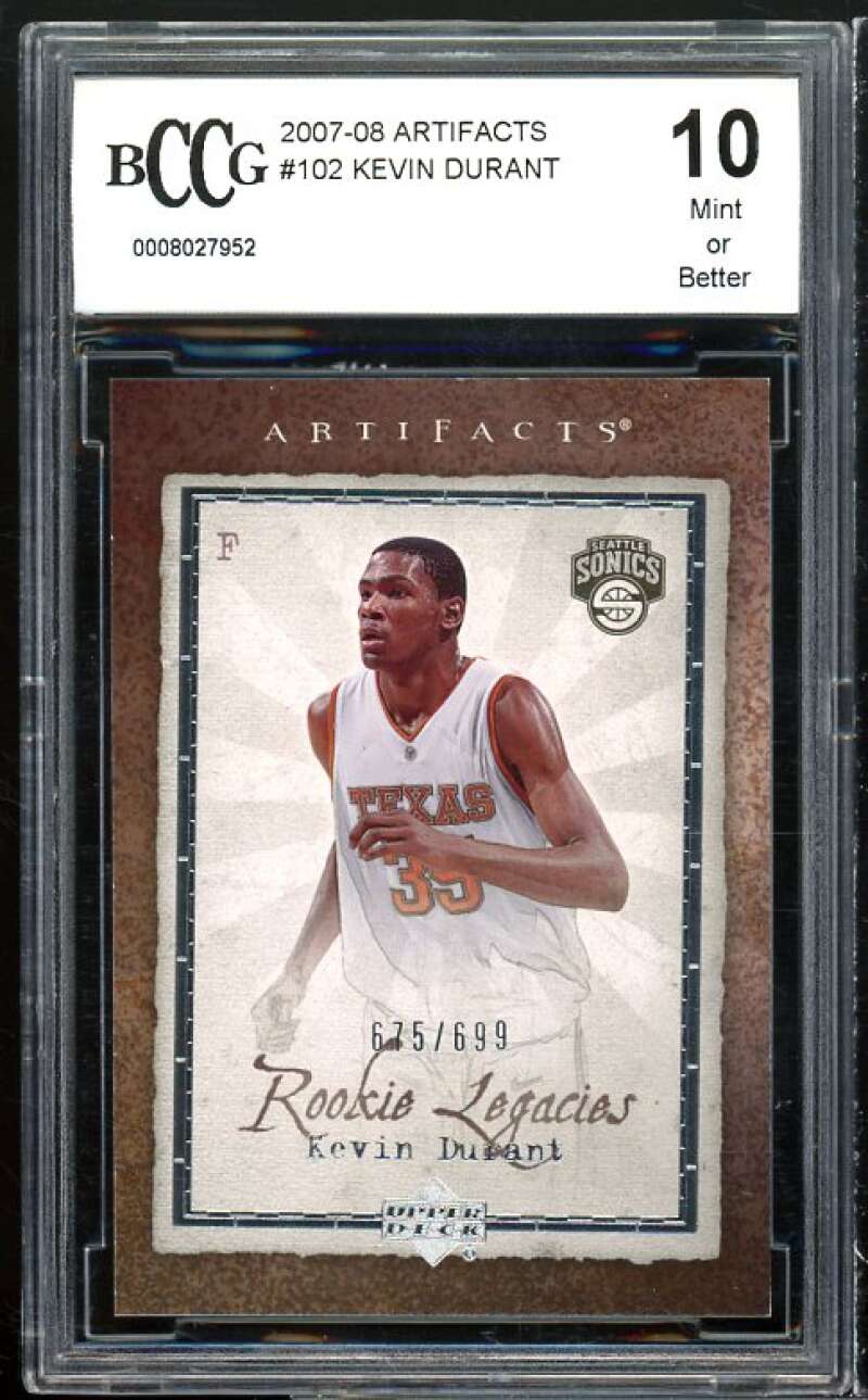 2007-08 Artifacts #102 Kevin Durant Rookie Card BGS BCCG 10 Mint+ Image 1