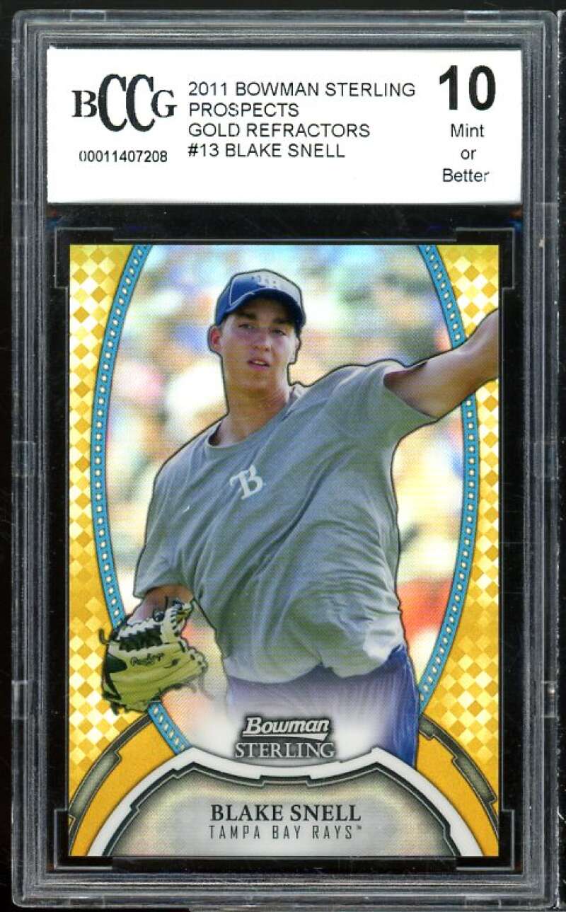 2011 Bowman Sterling Pros Gold Refractors #13 Blake Snell RC BGS BCCG 10 Mint+ Image 1