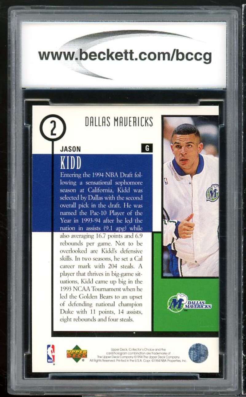1994-95 Collector's Choice Draft Trade #2 Jason Kidd Rookie BGS BCCG 10 Mint+ Image 2