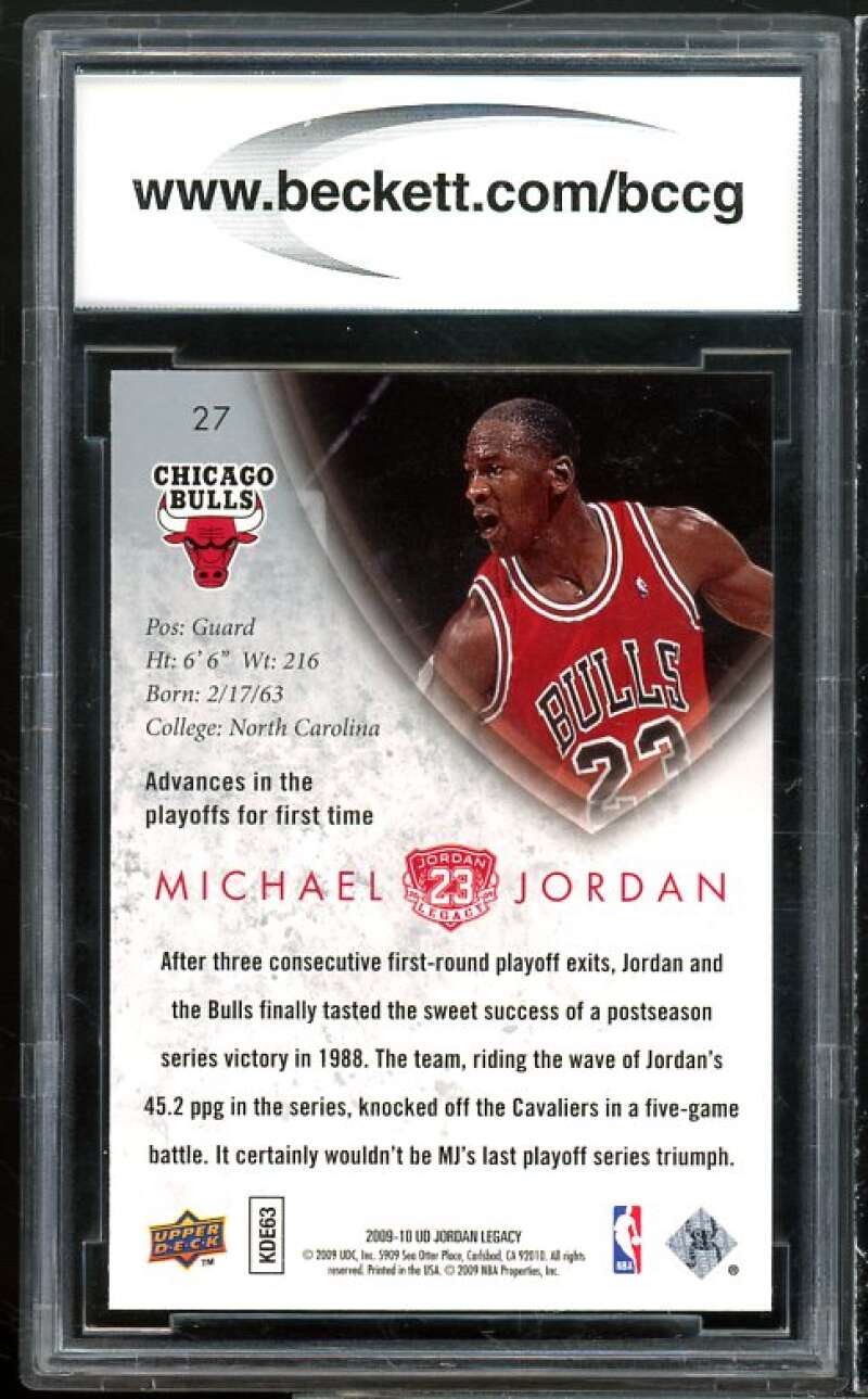 2009-10 Upper Deck MJ Legacy Collection Gold #27 Michael Jordan BGS BCCG 10 Mint Image 2
