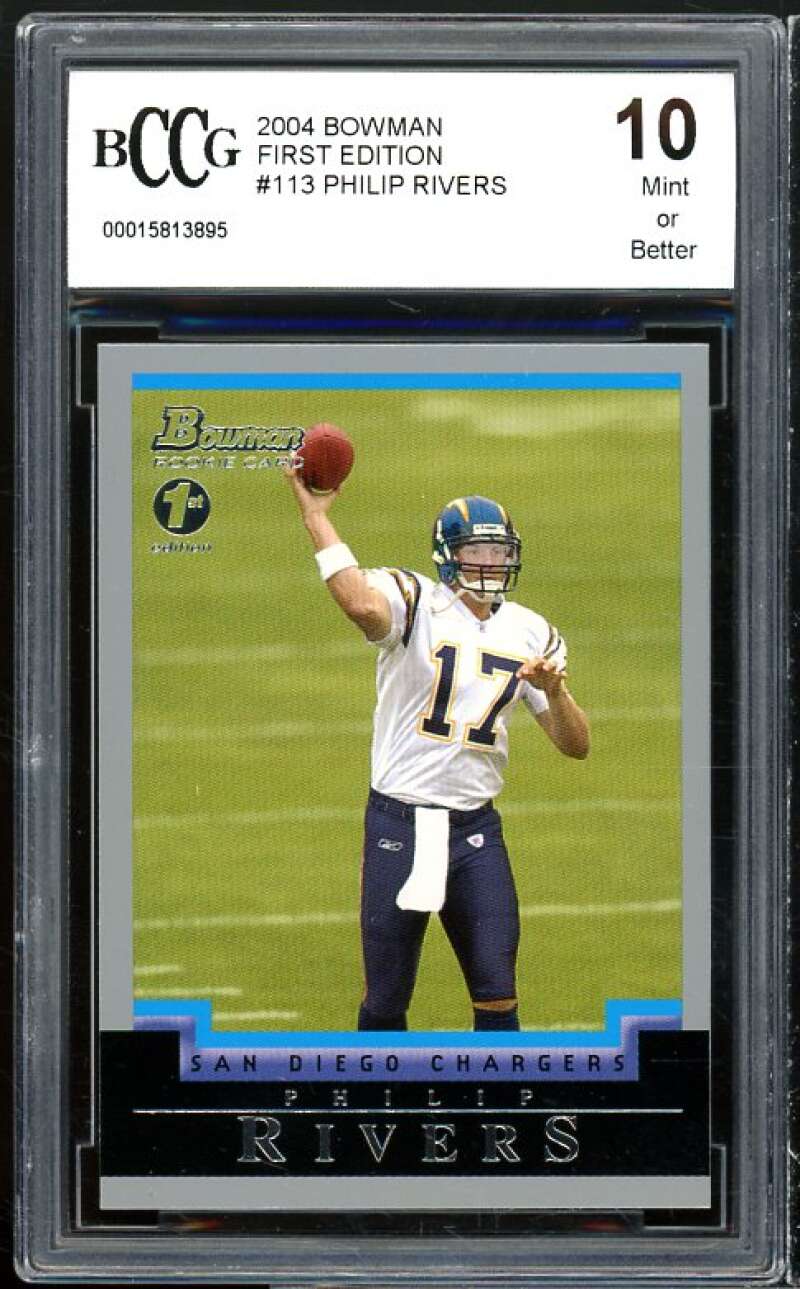 2014 Bowman First Edition #113 Philip Rivers Rookie Card BGS BCCG 10 Mint+ Image 1