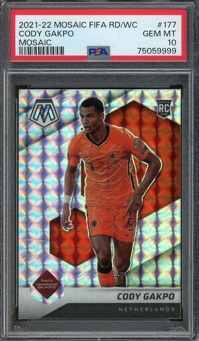 Cody Gakpo 2021-22 Mosaic Prizm Road To Qatar Rookie #177 PSA 10 Image 1