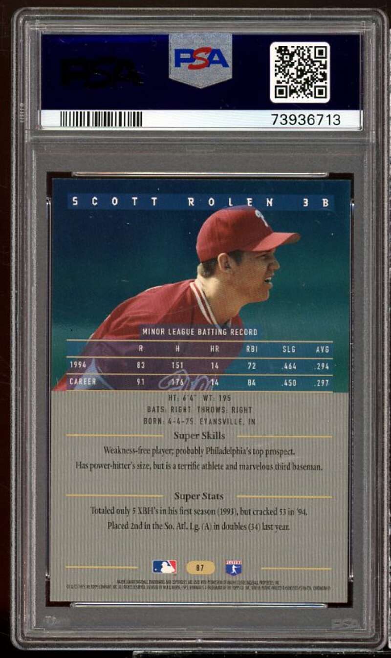 Scott Rolen Rookie Card 1995 Bowman's Best #87 PSA 9 Image 2