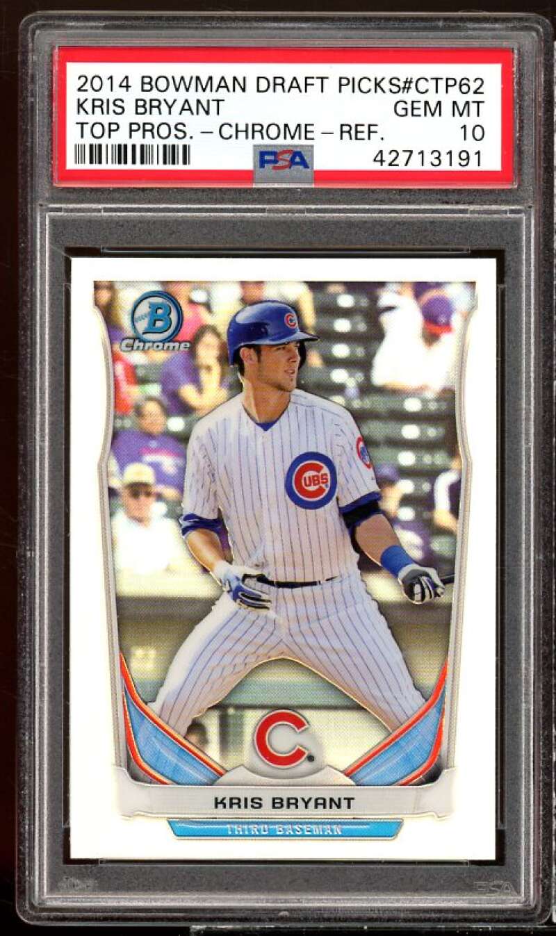 Kris Bryant Rookie Card 2014 Bowman Draft Chrome Refractor #CTP-62 PSA 10 Image 1