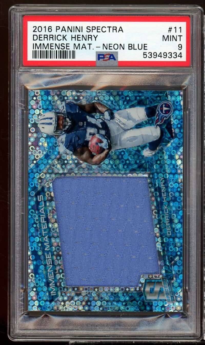 Derrick Henry Rookie 2016 Panini Spectra Immense Materials Neon Blue #11 PSA 9 Image 1