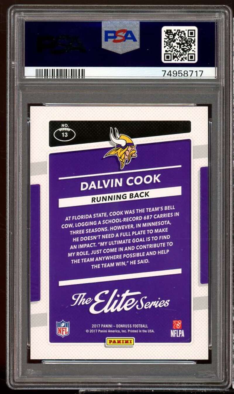 Dalvin Cook Rookie Card 2017 Donruss The Elite Series Rookies #13 PSA 10 Image 2