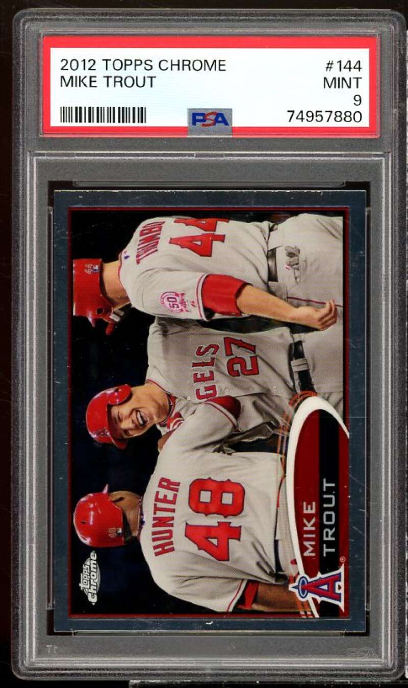 Mike Trout Card 2012 Topps Chrome #144 PSA 9 Image 1