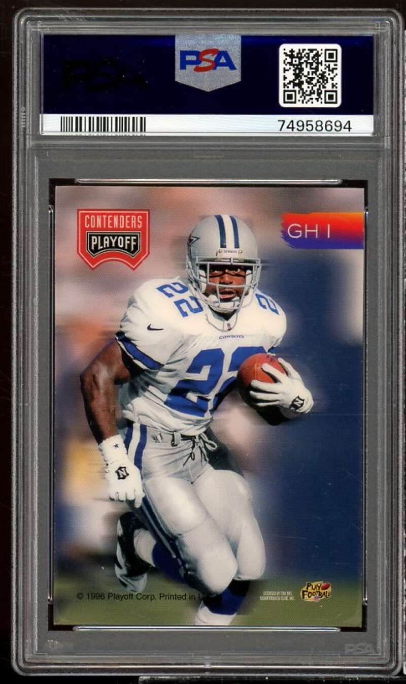 Emmitt Smith Card 1996 Playoff Contender Ground Hogs #gh1 PSA 8 Image 2