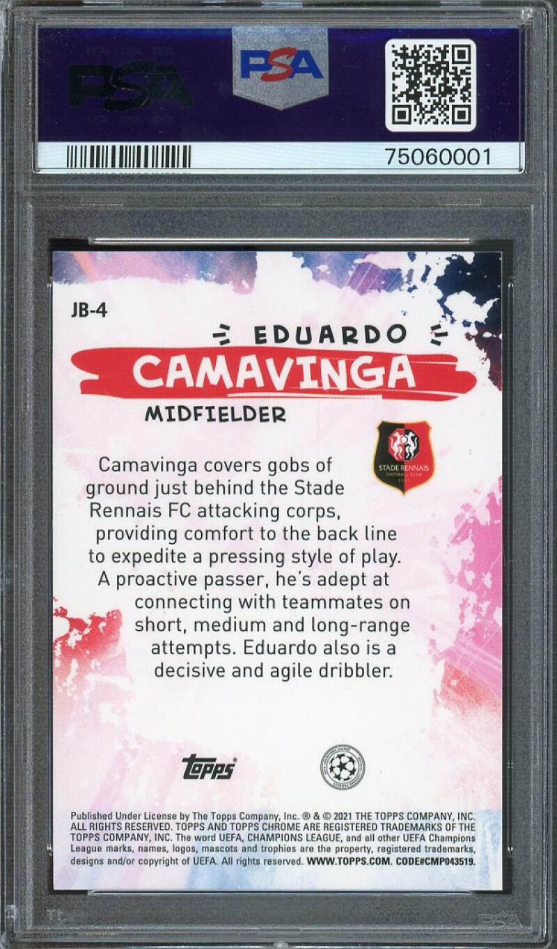 Eduardo Camavinga 2020-21 Topps Chrome UEFA Champions League Joga Bonito #JB4 PSA 10 Image 2