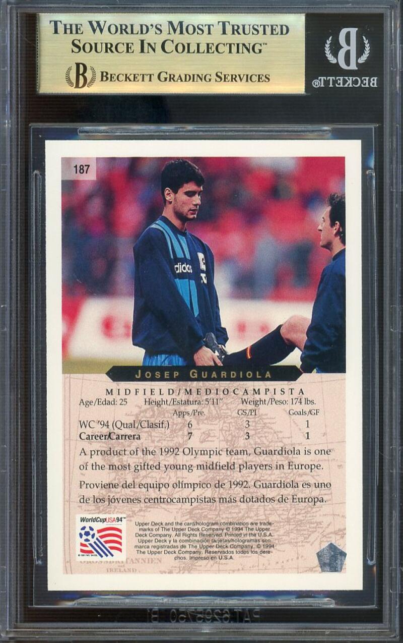 Josep Guardiola 1994 Upper Deck World Cup Contenders Englis/Spanish #187 BGS 9.5 Image 2