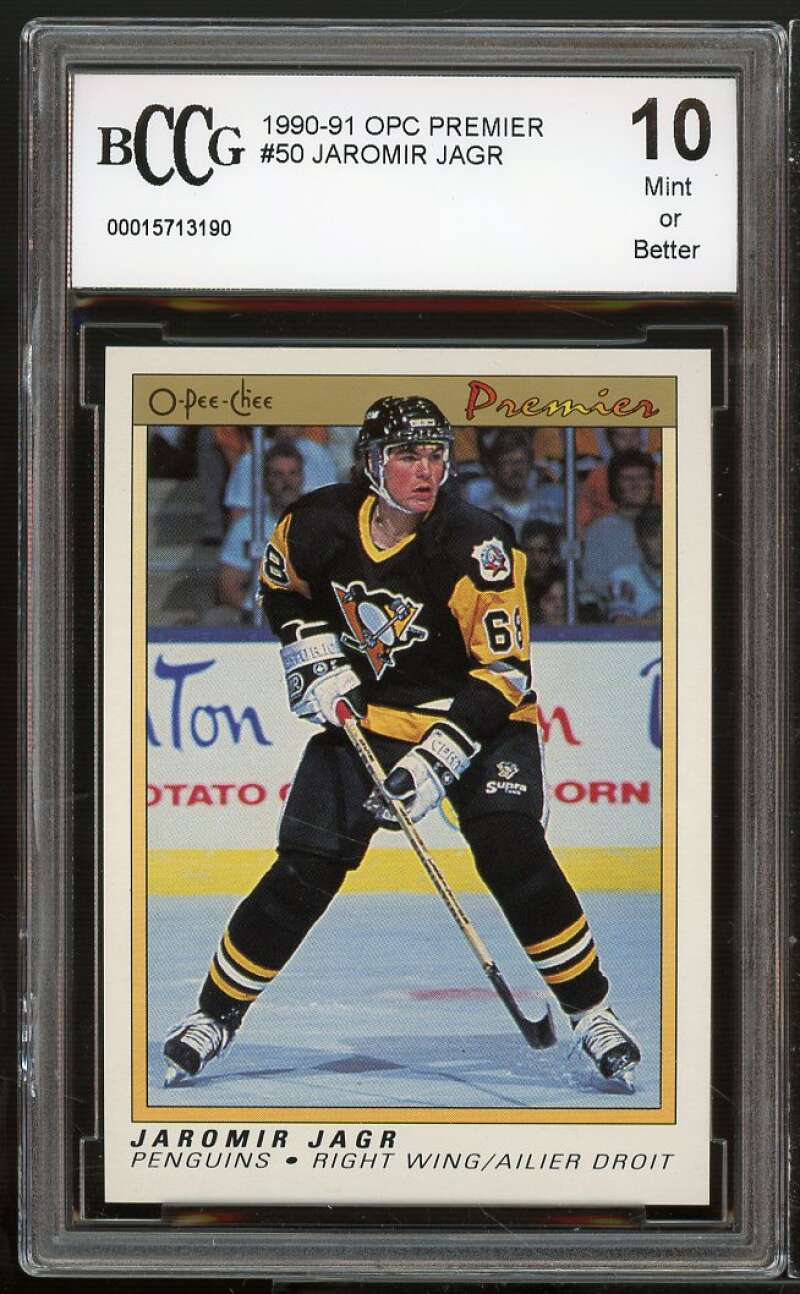 1990-91 OPC Premier #50 Jaromir Jagr Rookie Card BGS BCCG 10 Mint+ Image 1