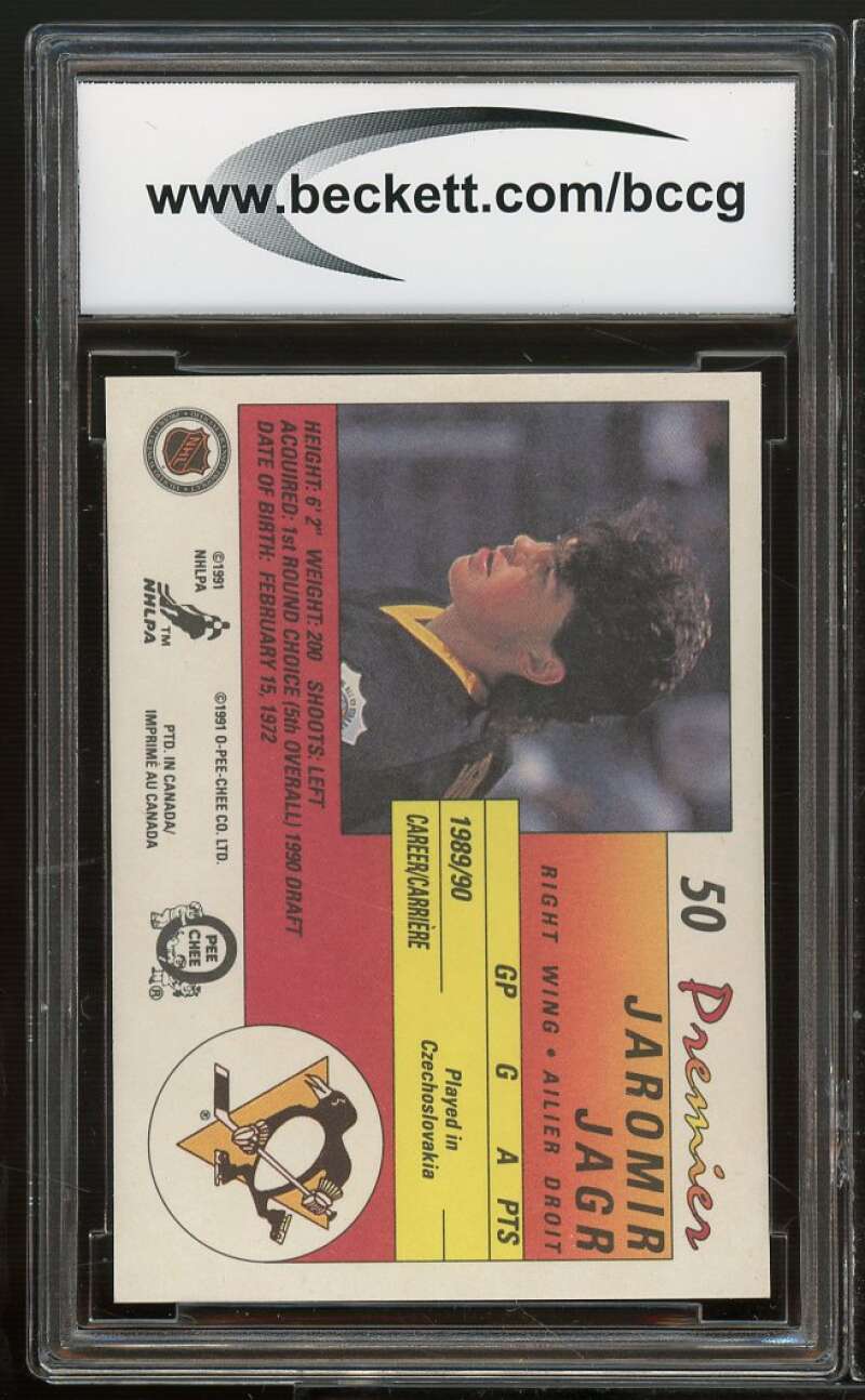 1990-91 OPC Premier #50 Jaromir Jagr Rookie Card BGS BCCG 10 Mint+ Image 2